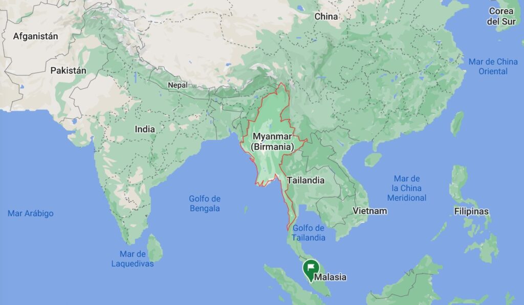 Mapa de Myanmar