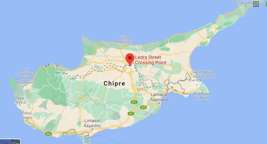 Mapa actual de Chipre dividida en dos